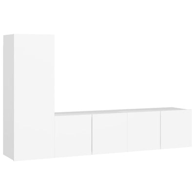 3 Piece TV Cabinet Set White Engineered Wood