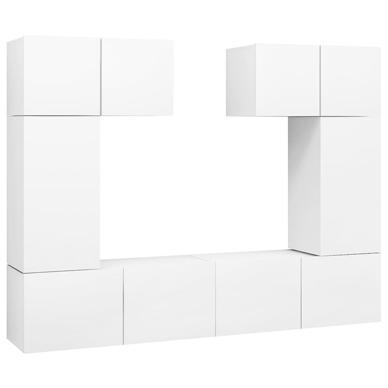 6 Piece TV Cabinet Set White Engineered Wood