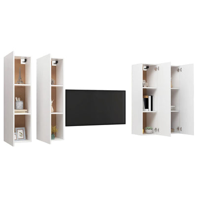 TV Cabinets 4 pcs White 30.5x30x110 cm Engineered Wood