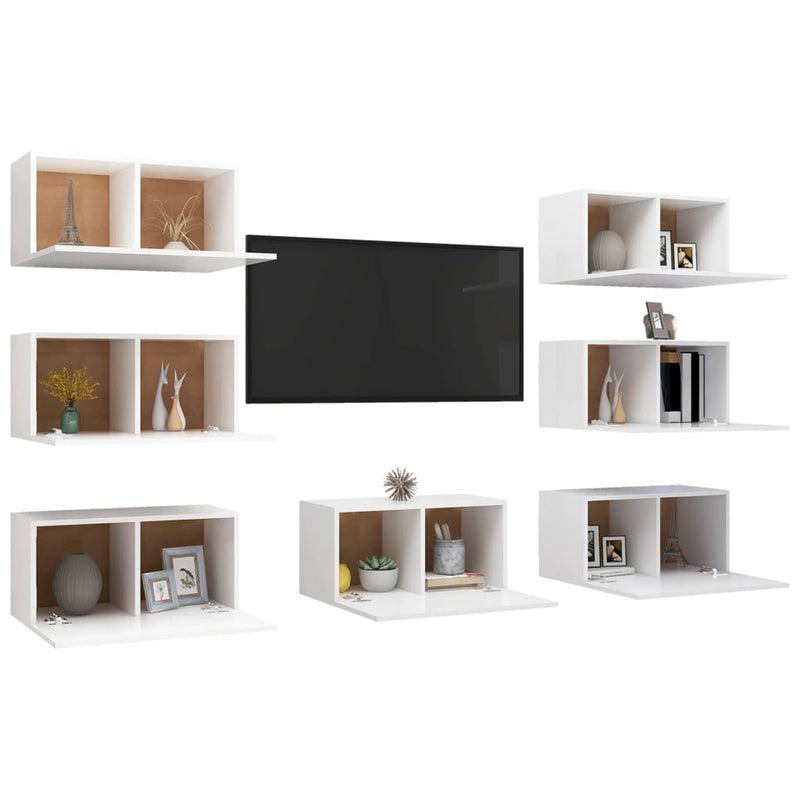 TV Cabinets 7 pcs White 30.5x30x60 cm Engineered Wood