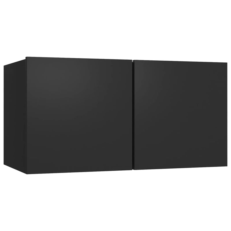 4 Piece TV Cabinet Set Black Engineered Wood