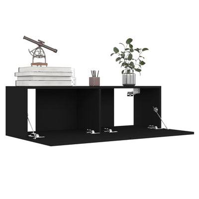 4 Piece TV Cabinet Set Black Engineered Wood