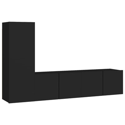 3 Piece TV Cabinet Set Black Engineered Wood