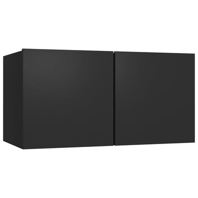 4 Piece TV Cabinet Set Black Engineered Wood