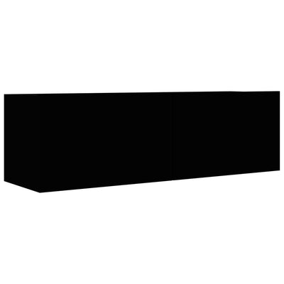 7 Piece TV Cabinet Set Black Engineered Wood