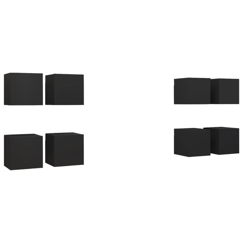 Wall Mounted TV Cabinets 8 pcs Black 30.5x30x30 cm