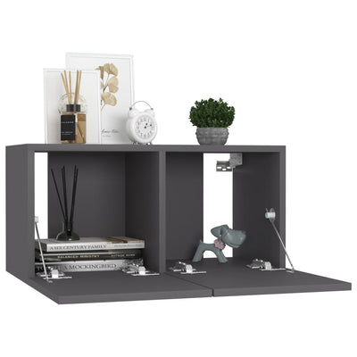 4 Piece TV Cabinet Set Grey Engineered Wood