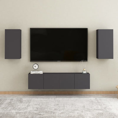 4 Piece TV Cabinet Set Grey Engineered Wood