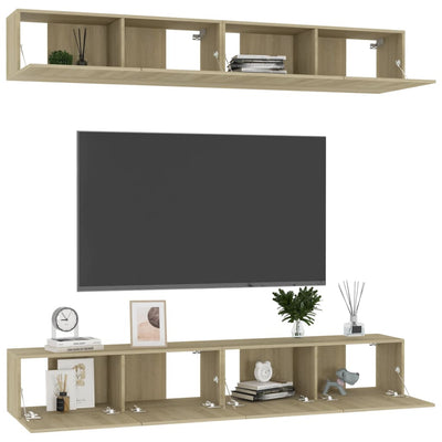 TV Cabinets 4 pcs Sonoma Oak 100x30x30 cm Engineered Wood