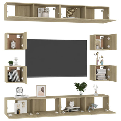 8 Piece TV Cabinet Set Sonoma Oak Engineered Wood