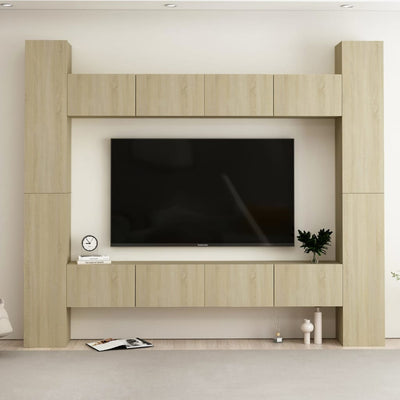 8 Piece TV Cabinet Set Sonoma Oak Engineered Wood