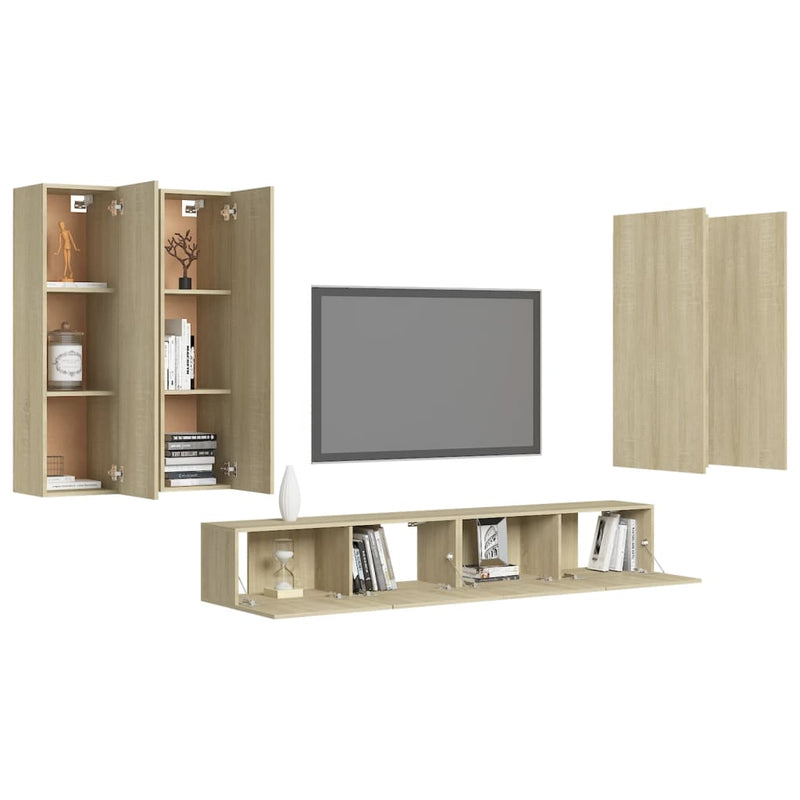 6 Piece TV Cabinet Set Sonoma Oak Engineered Wood