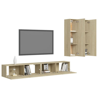 4 Piece TV Cabinet Set Sonoma Oak Engineered Wood