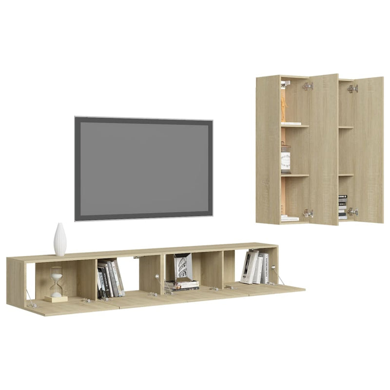 4 Piece TV Cabinet Set Sonoma Oak Engineered Wood