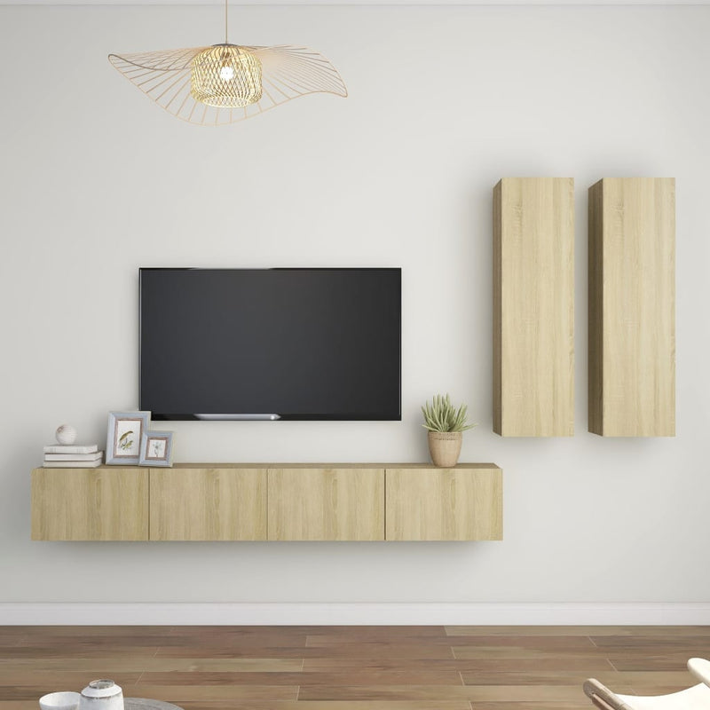 4 Piece TV Cabinet Set Sonoma Oak Engineered Wood