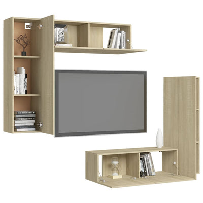 4 Piece TV Cabinet Set Sonoma Oak Engineered Wood