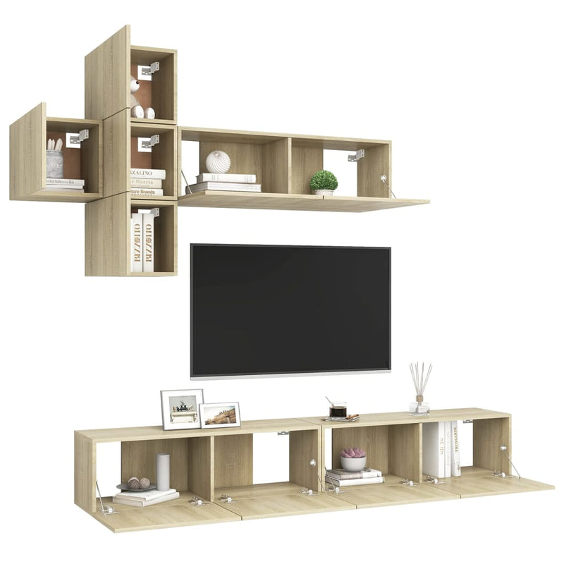 7 Piece TV Cabinet Set Sonoma Oak Engineered Wood