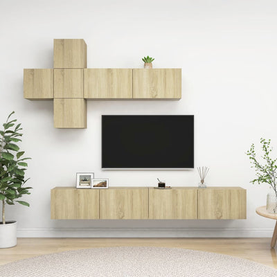 7 Piece TV Cabinet Set Sonoma Oak Engineered Wood