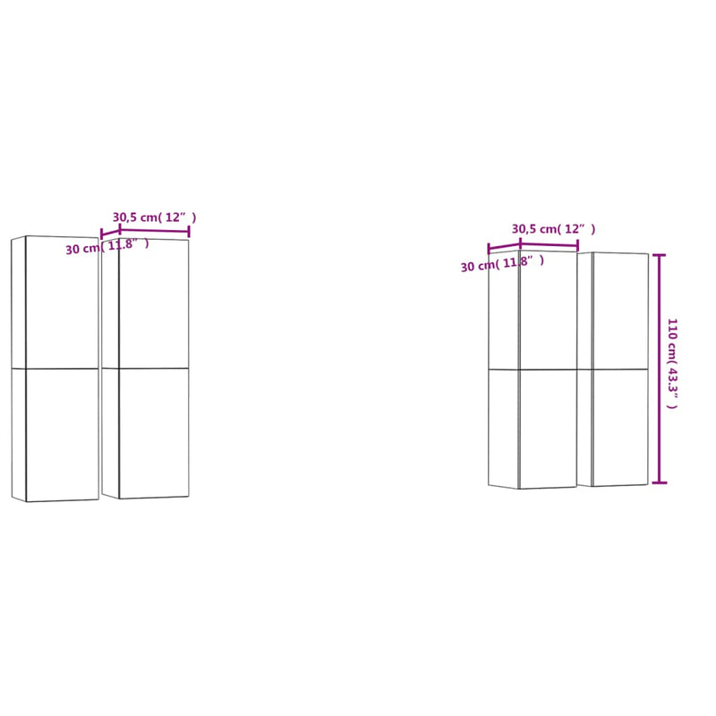 TV Cabinets 4 pcs Concrete Grey 30.5x30x110 cm Engineered Wood