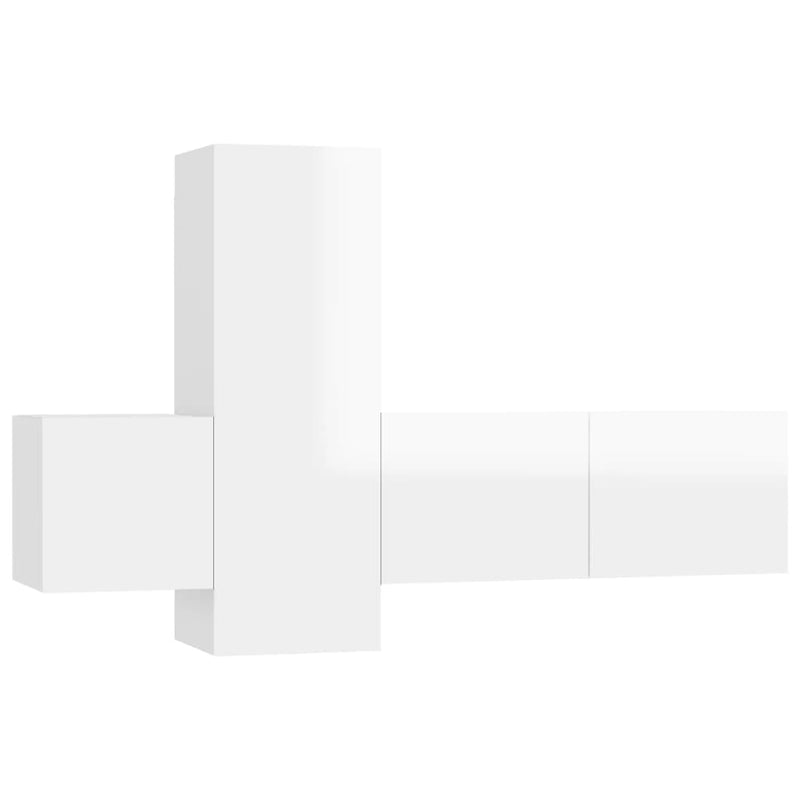 3 Piece TV Cabinet Set High Gloss White Engineered Wood
