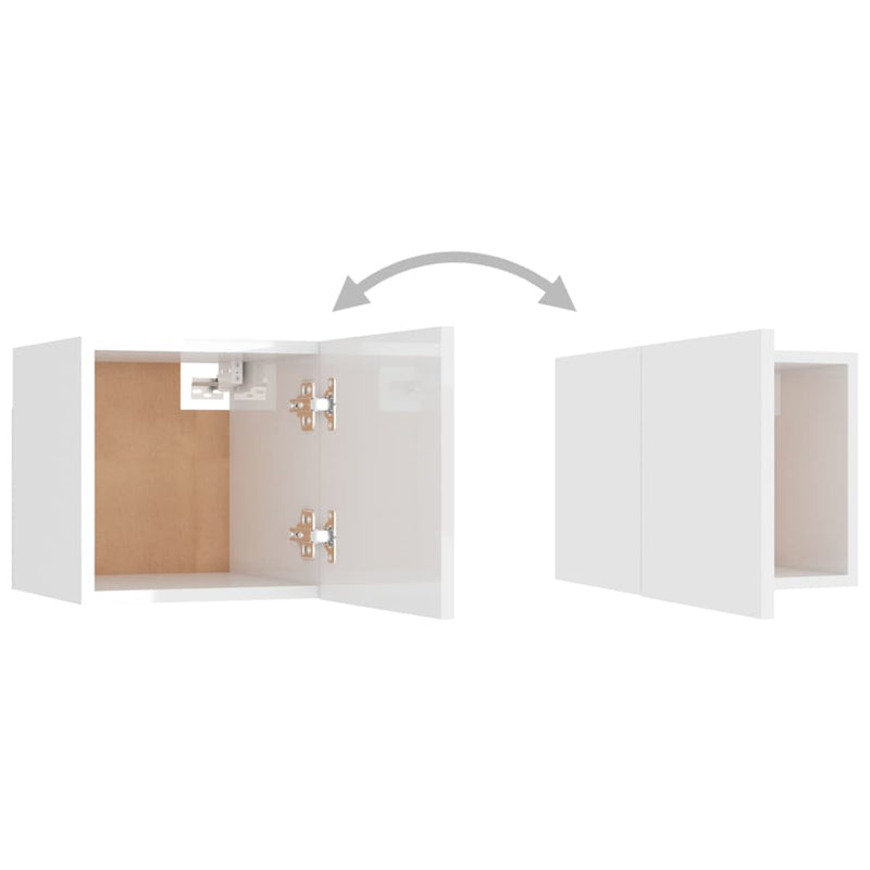 3 Piece TV Cabinet Set High Gloss White Engineered Wood
