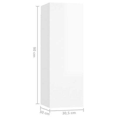 3 Piece TV Cabinet Set High Gloss White Engineered Wood