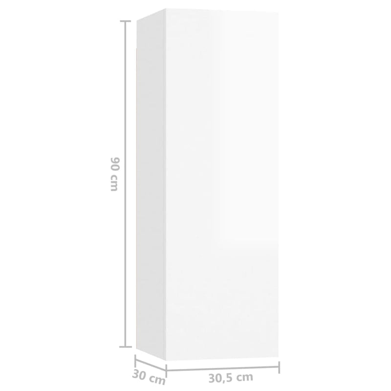 3 Piece TV Cabinet Set High Gloss White Engineered Wood