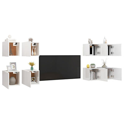 Wall Mounted TV Cabinets 8 pcs High Gloss White 30.5x30x30 cm