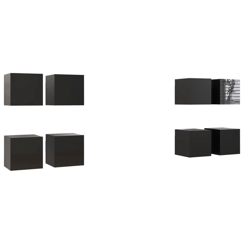 Wall Mounted TV Cabinets 8 pcs High Gloss Black 30.5x30x30 cm