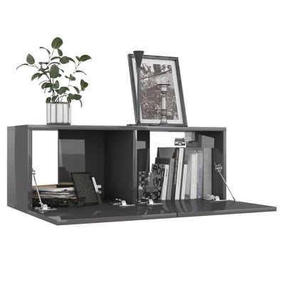 6 Piece TV Cabinet Set High Gloss Grey Engineered Wood