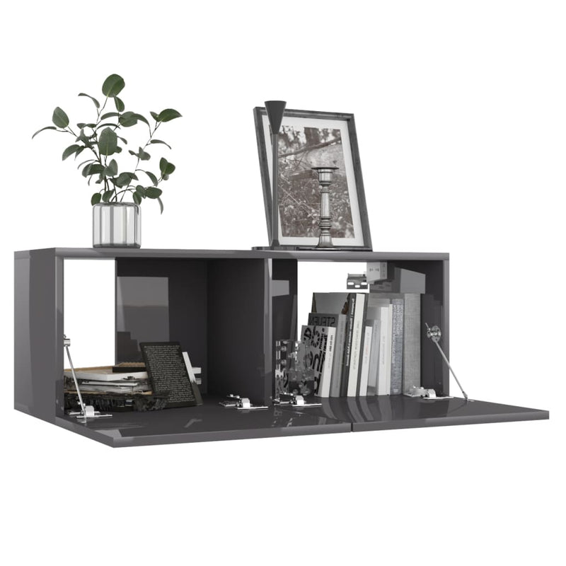 6 Piece TV Cabinet Set High Gloss Grey Engineered Wood