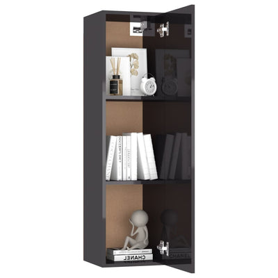 6 Piece TV Cabinet Set High Gloss Grey Engineered Wood