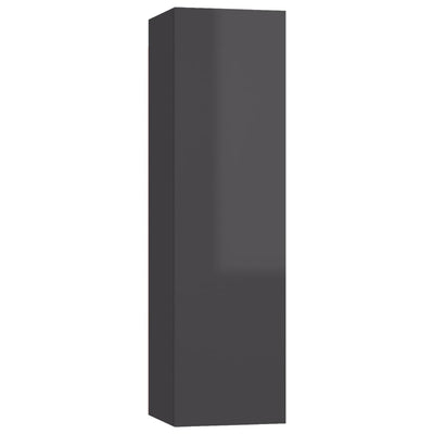 6 Piece TV Cabinet Set High Gloss Grey Engineered Wood
