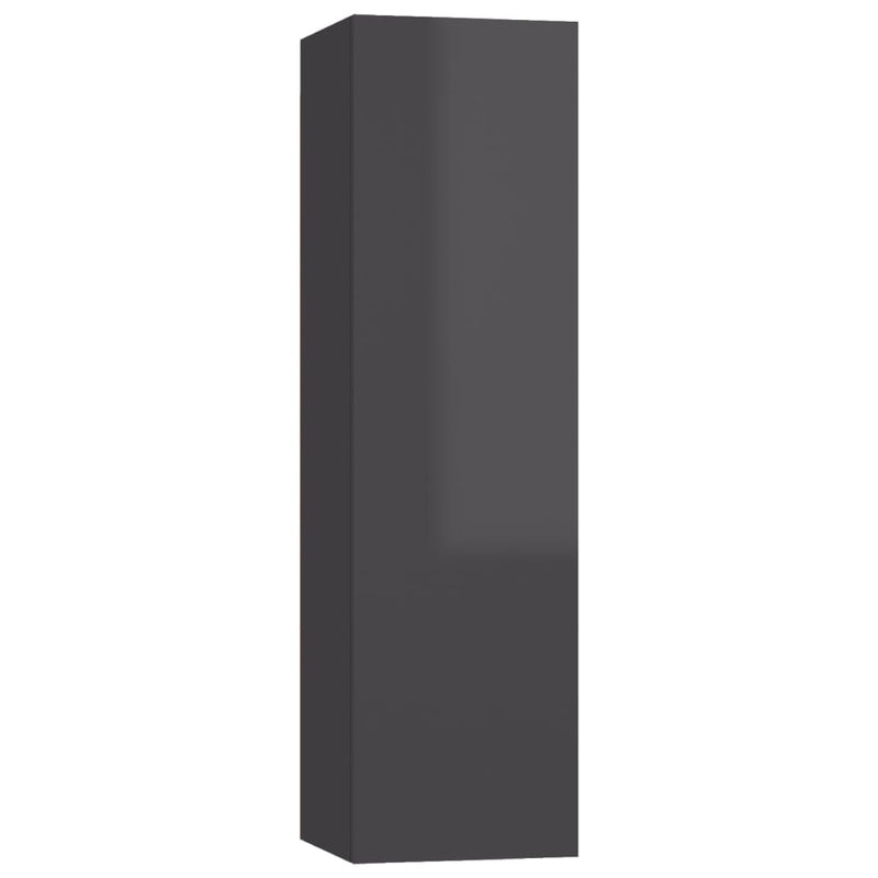 6 Piece TV Cabinet Set High Gloss Grey Engineered Wood