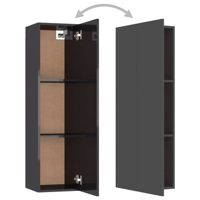 6 Piece TV Cabinet Set High Gloss Grey Engineered Wood