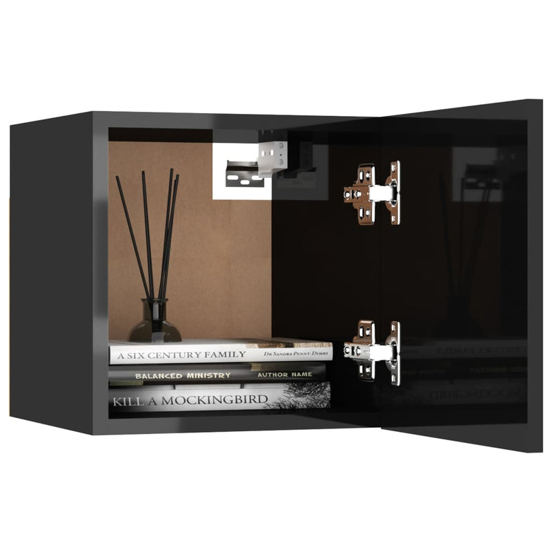 Bedside Cabinet High Gloss Black 30.5x30x30 cm Engineered Wood