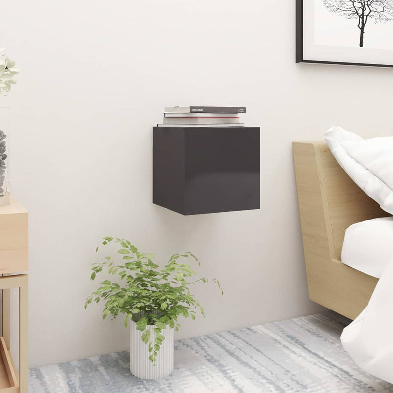 Bedside Cabinet High Gloss Grey 30.5x30x30 cm Engineered Wood