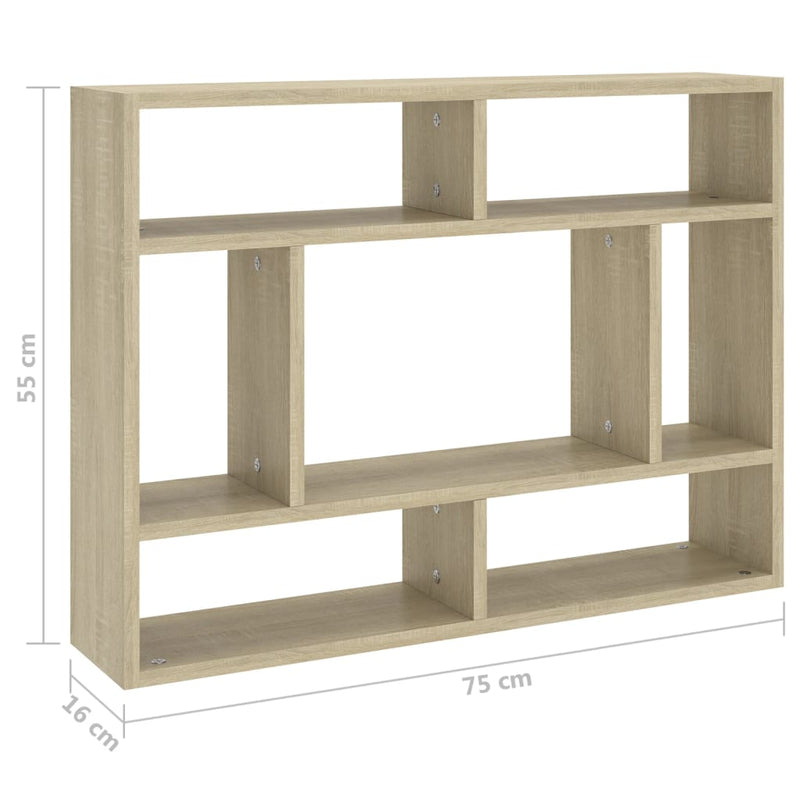 Wall Shelf Sonoma Oak 75x16x55 cm Engineered Wood