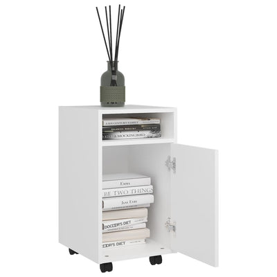 Side Cabinet with Wheels White 33x38x60 cm Engineered Wood