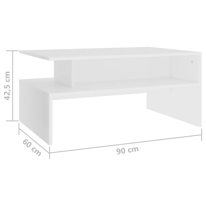 Coffee Table White 90x60x42.5 cm Engineered Wood