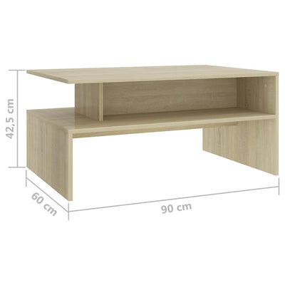 Coffee Table Sonoma Oak 90x60x42.5 cm Engineered Wood