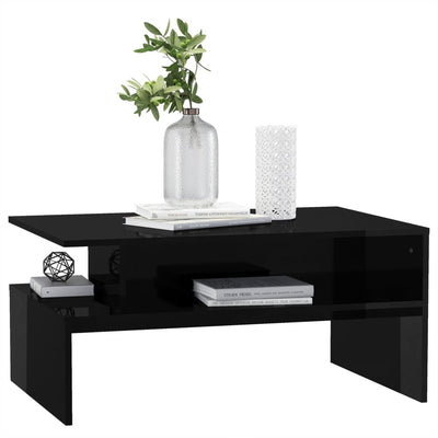 Coffee Table High Gloss Black 90x60x42.5 cm Engineered Wood