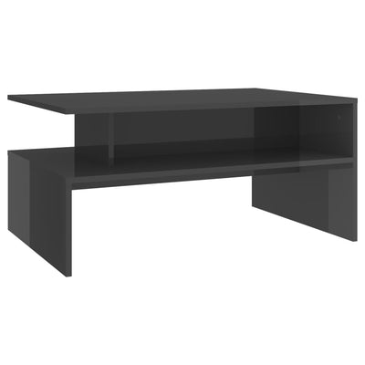 Coffee Table High Gloss Grey 90x60x42.5 cm Engineered Wood