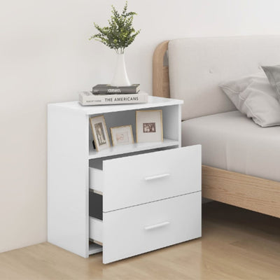 Bed Cabinet White 50x32x60 cm