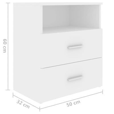 Bed Cabinet White 50x32x60 cm