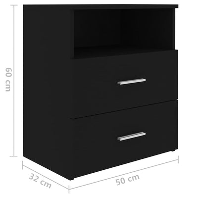 Bed Cabinets 2 pcs Black 50x32x60 cm