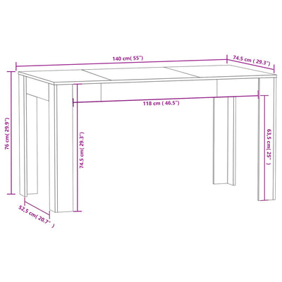 Dining Table White 140x74.5x76 cm Engineered Wood