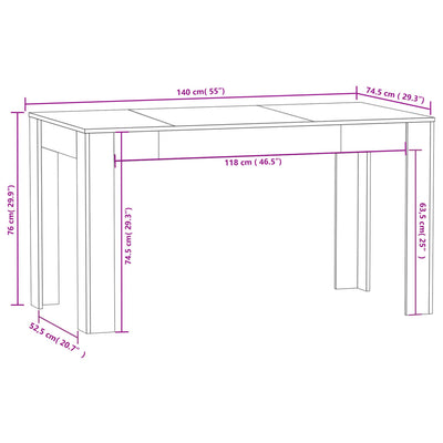 Dining Table Sonoma Oak 140x74.5x76 cm Engineered Wood