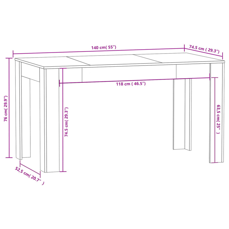 Dining Table Sonoma Oak 140x74.5x76 cm Engineered Wood