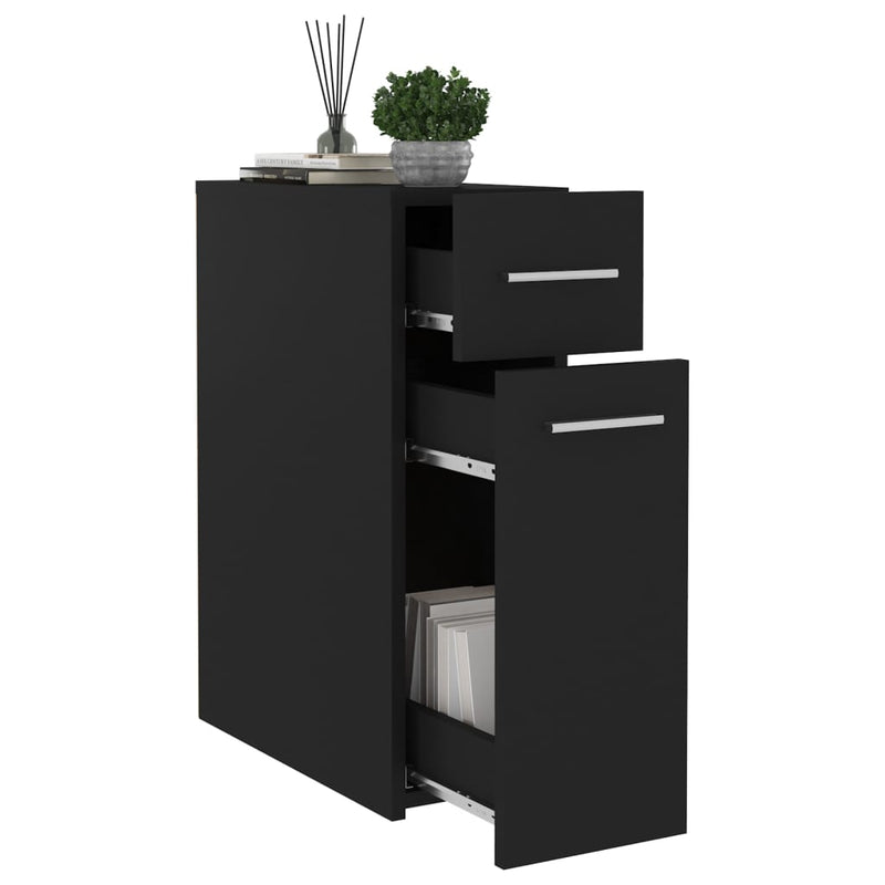 Apothecary Cabinet Black 20x45.5x60 cm Engineered Wood